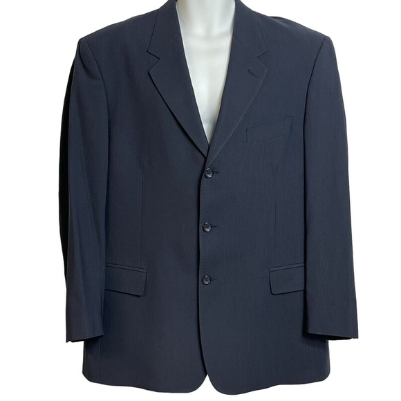 Giorgio Valentini Wool‎ Super 120s Blazer Navy Blue Sport Coat 44R 38W Italy